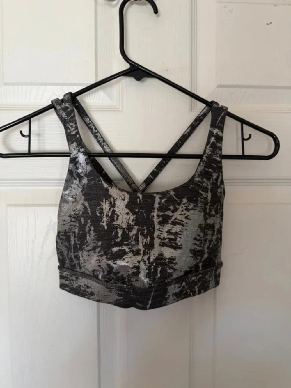 lululemon metallic print strappy sports bra size 4